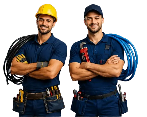 Emergency electrician, plumber and locksmith attending a 24/7 call-out in the UK